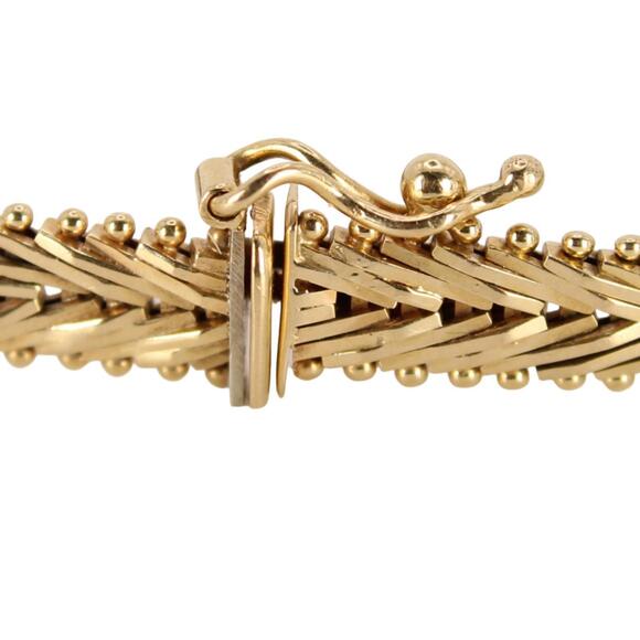 Vintage Imperial 14k Yellow Gold Mesh Chevron Pattern Link Bracelet 6.25" - Picture 6 of 7